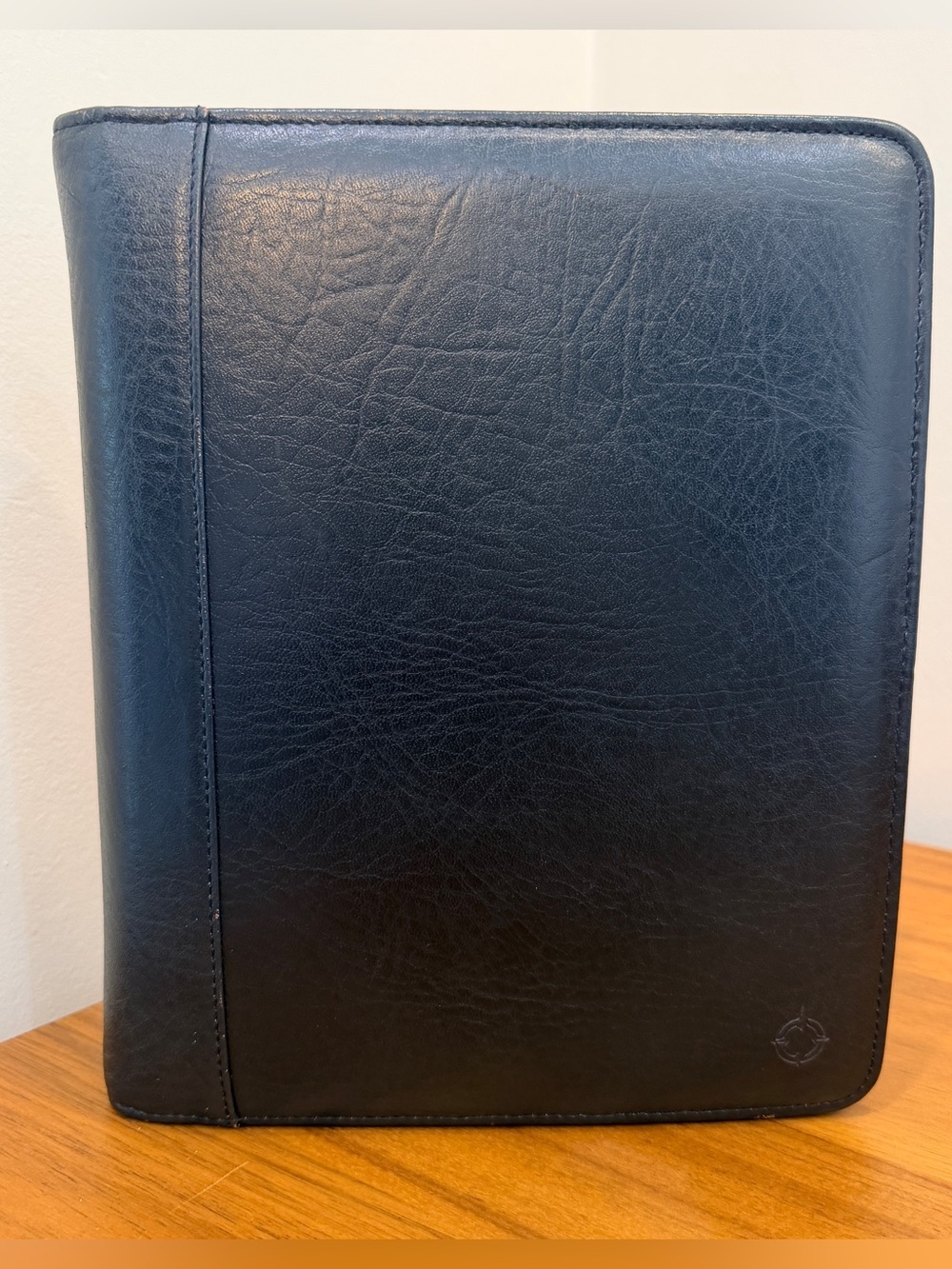 Franklin Covey Classic Black Full Grain Leather Zip Planner Korea Blooms 90s Y2K